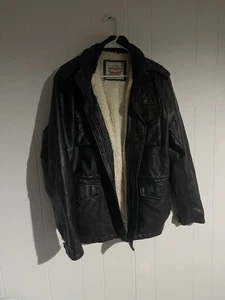 Levi's Mens Faux Leather Four Pocket Military Jacket Large Black - Picture 1 of 9