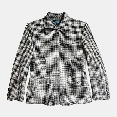 Lauren Ralph Lauren 女式丝绸羊毛混纺人字形西装外套夹克 6 Old Money — 第 1/4 张图片