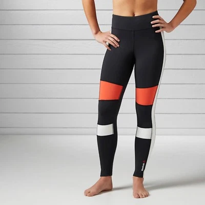 Pantalones largos ajustados de gimnasio para mujer Reebok Speedwick Colorblock - 2XS Foto 1 de 3