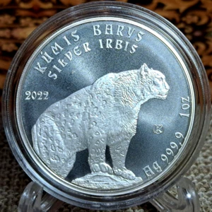 Moneda de inversión 2022 Kazajstán 1 tenge plata leopardo Irbis 1 OZ plata 9999 02 - Imagen 1 de 4