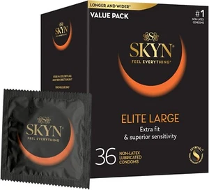 SKYN Elite Large Non-Latex Lubricated Condoms, 36 Count, Comfortable and Smooth - Picture 1 of 6