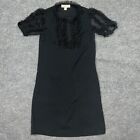 Michael Kors Dress Womens Size Xxs Black Ruffles Short Sleeves Aline