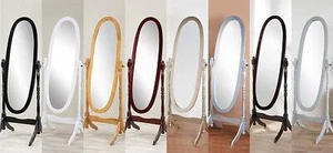 Swivel Full Length Wood Cheval Floor Mirror, White/Oak/Cherry/Black/Gold/Silver - Picture 1 of 35