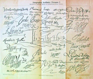 1896 Antique AUTOGRAPHS OF FAMOUS PEOPLE AUTOGRAPHEN SCIENC Art Print Lithograph - Picture 1 of 5
