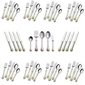Wallace Napoleon Bee Gold Accent 18/10 Stainless Steel 53pc. Flatware Set - Picture 1 of 4