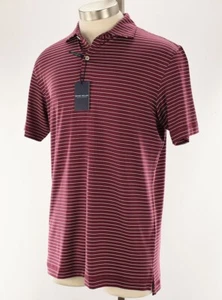 PETER MILLAR Vermouth Red Striped Duet Performance Jersey Polo Shirt SMALL NWT - Picture 1 of 2