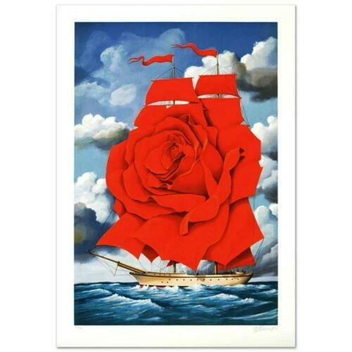  Rafal Olbinski Red Rose Ship Edición Limitada Firmado y Numerado Certificado de Autenticidad Foto 1 de 1