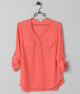 Double Zero Chiffon Top- Size XS- Women's Shirts/Blouses in Burnt Coral- Buckle - Picture 1 of 8