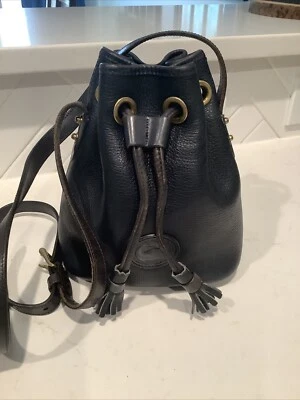 Vtg DOONEY & BOURKE Leather Small Drawstring Navy Limited Edition Bucket Bag~ - Image 1 of 4
