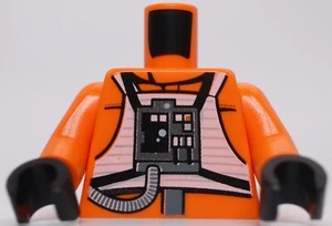 Lego Star Wars Orange Torso Rebel Pilot with Printed Back Pattern Black Hands - Picture 1 of 2