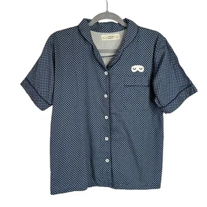 Moon & Bed Pajama Sleep Top Small / Medium Blue Polka Dot Cute Eye Mask Patch - Picture 1 of 6