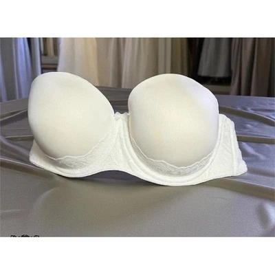 Sujetador tórrido sin tirantes marfil encaje acolchado soporte novia boda marfil 40C Foto 1 de 4