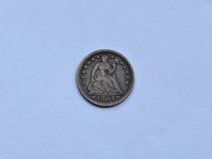 Media moneda de diez centavos de plata sentada Liberty 1854 fina + 21015 - Imagen 1 de 2