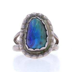 Anello solitario in argento sterling con malachite azzurra - 925 - Foto 1 di 9