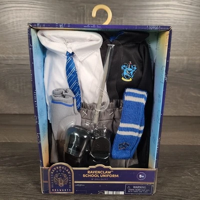 "Uniforme escolar Harry Potter Hogwarts Ravenclaw para muñeca de 18"" bata zapatos varita" Foto 1 de 4
