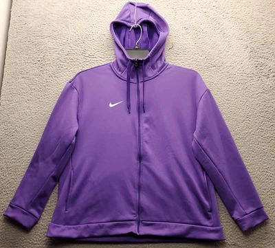 Nike активная куртка женщин L фиолетовый флис с подкладкой шнурка длинным рукавом полный молнии - Изображение 1 из 4