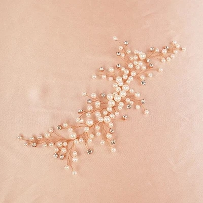 Diadema nupcial de perlas y cristal para enredadera, corona de cabeza boho de cristal de boda Foto 1 de 4