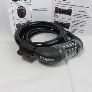 Titanker Bike Lock Cable, 4-Feet Bike Cable Basic Self Coiling Resettable Cable - Picture 1 of 4