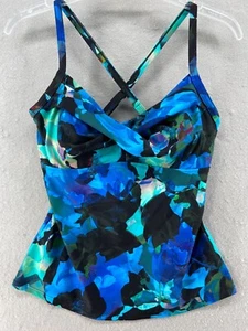 Camisetas sin mangas Athleta talla 34D DD azul negro almohadillas cruzadas gimnasio yoga correr - Imagen 1 de 12