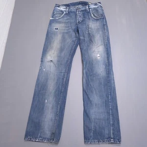 Jet Lag Jeans Herren 34x35 wunderschön blau Button Fly distressed Whiskered Italy - Bild 1 von 21