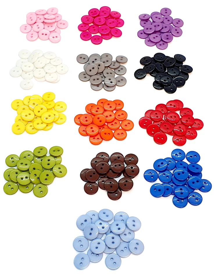 20 Runde Knöpfe 11mm bunt verschiedene Farben 2-Loch Hemdknöpfe Basteln Nähen - Bild 1 von 1