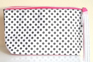 Neu schwarz & weiß gepunktet Reise Make-up Etui Lancome Kosmetiktasche Clutch - Bild 1 von 5