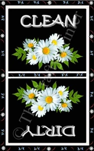 DISHWASHER MAGNET - WHITE DAISIES - (Clean-Dirty) - 1 PIECE MAGNET - SHIP FREE! - Picture 1 of 1