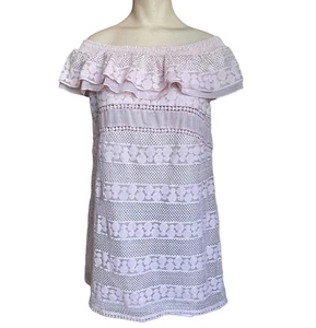 Kisuii Tunika Bluse Damen M Ania Schulterfrei Spitze Coverup Rosa Rüschen - Bild 1 von 10