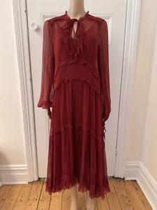 RRP$899 LEE MATHEWS Size 2 (AU 10 / US 6) Hayley Crinkle Silk Georgette Dress - Picture 1 of 10