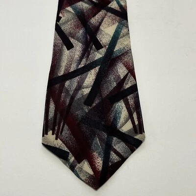 Corbata de seda vintage Cezani multicolor con forma abstracta para hombre Foto 1 de 4