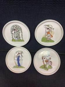 4 Vintage Untersetzer Schmuckschale schöne Dame Bareuther Waldsassen Bavaria Germany - Bild 1 von 6