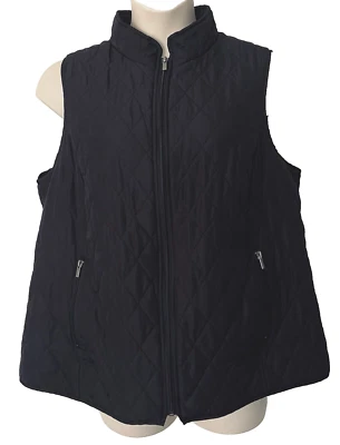 Relativity Vest Black Quilted Puffer Outerwear Lightweight Pocket Zip Up Plus 2X - Image 1 of 4