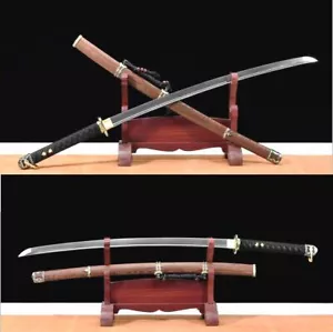Espada de acero afilada doblada de Damasco militar japonesa samurai batalla katana - Imagen 1 de 10