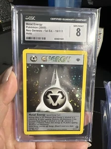 Vintage Metal Energy Neo Genesis 1st Edition 19/111 Holo SWIRL Graded AGS 8 - Picture 1 of 4