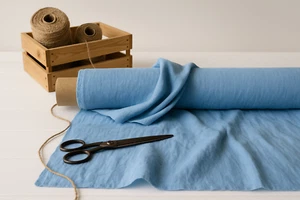 Baby Blue Cotton Linen Fabric by the Yard, Blend for Sewing Quilting, Home Décor - Picture 1 of 10