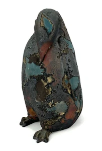 TONY EVANS Ceramics Studio Art Raku Pottery Penguin Sculpture Signed 9.5" - Picture 1 of 9