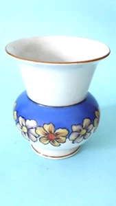 Lichte VEB Porzellan Vase handgemalt Geiersthal Blumen Gleber Rand - Bild 1 von 4