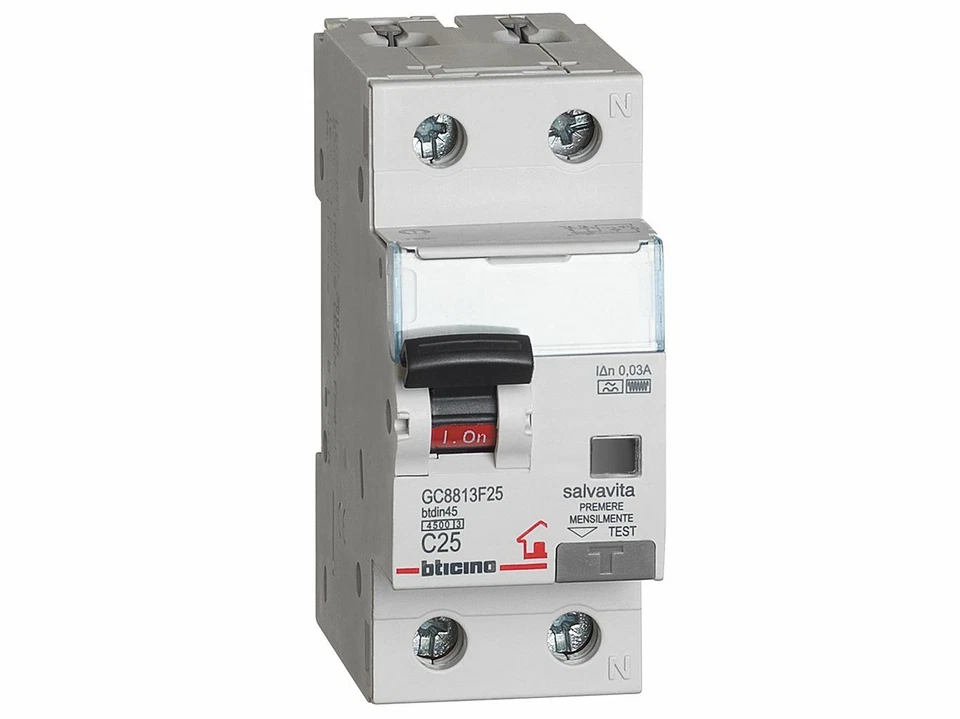 BTicino GC8813F25 Interruttore Magnetotermico Differenziale Tipo F C25 1P+N 4.5k