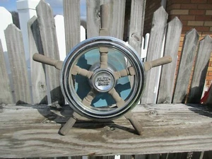FLATE-BOTE STEERING WHEEL/BOAT/HOT STREET RAT ROD/CHROME/WOOD - Picture 1 of 7