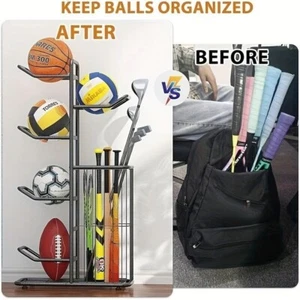 Multi-Layer Ball Storage Rack, Floor Organizer for Basketball & Soccer - Picture 1 of 6