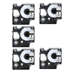 5PK 1/4" Black on White Label Tape 43613 For DYMO D1 LabelWriter 450 DUO - Picture 1 of 12