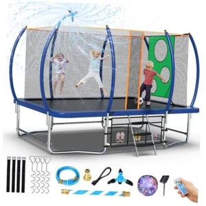 Large Rectangle Trampoline for Kids and Adults, Outdoor Trampoline 8x14FT Blue - Picture 1 of 8