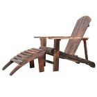 Outsunny Adirondack Chair 37.75"x28.5"x47.25" Brown Wooden W/ottoman Outdoor