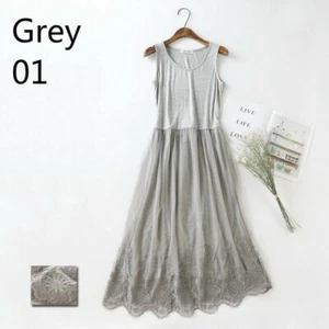 Lady High Waist Petticoat Under Dress Embroidery Floral Camisole Slip Tulle Chic - Picture 1 of 10