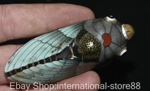3.2" Marked Old Chinese Porcelain Color Enamel Cicada Insect Snuff Bottle - Picture 1 of 7
