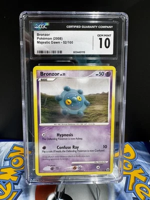 CGC Gem Mint 10 Bronzor 2008 Majestic Dawn Pokemon Card #52/100 TCG - Image 1 of 2