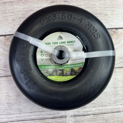 Marastar 00214 Universal Fit Flat Free Tire 9 X 3.50-4” Lawnmower Tire Assembly - Image 1 of 4