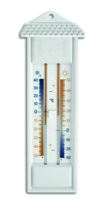 TFA Dostmann Analoges Maxima-Minima-Thermometer Wetterfest Weiß/Orange/Blau - Bild 1 von 1