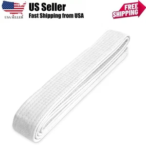Taekwondo Karate Belt Martial Arts Uniform Ranking Belts Unisex 110" White - Picture 1 of 9