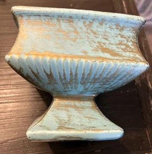 VTG McCoy Aquamarine and Brushed Gold Square Pedestal Planter - Picture 1 of 4